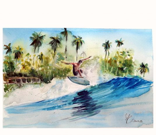 Surf e acquerelli, per ritornare alla natura: opere di Federico Capraro a Palermo