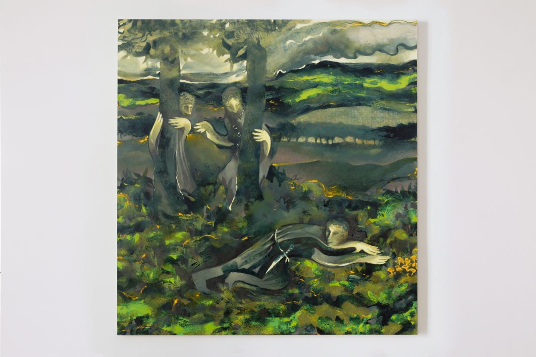 1_Seguire il fungaiolo, 2025, tecnica mista su tela, cm 200 x 180