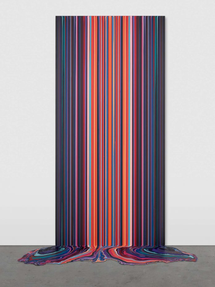 Dark Side, 2025,Acrylic on stainless steel panel with floor section 290x125x73cm