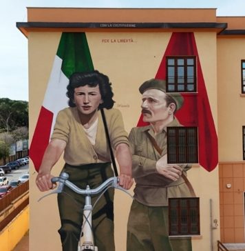 Una bandiera rossa nel murales per la Resistenza: scoppia la polemica a Palermo