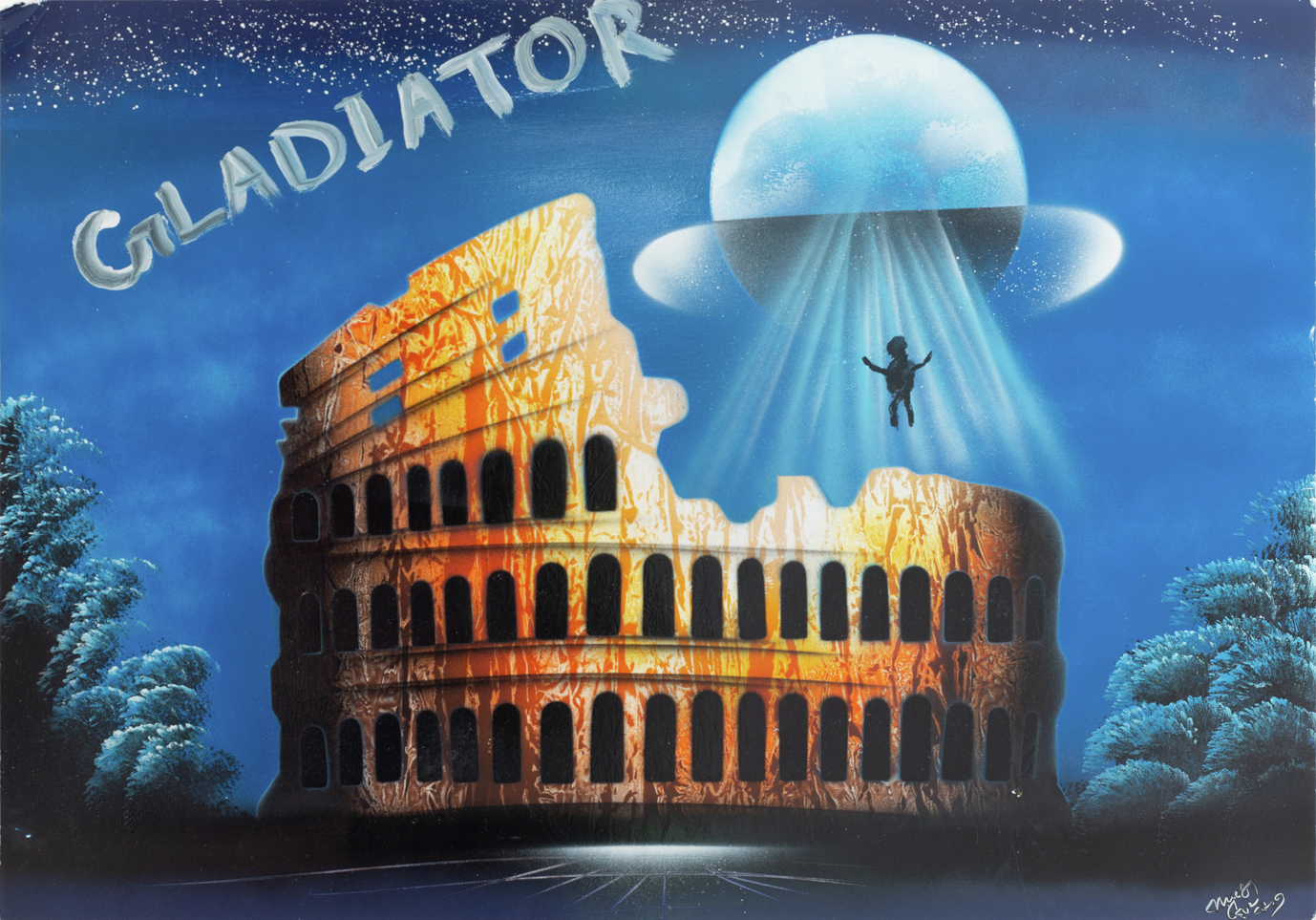 Josep Maynou, Gladiator, 2023. Mixed media on paper (45x55cm).