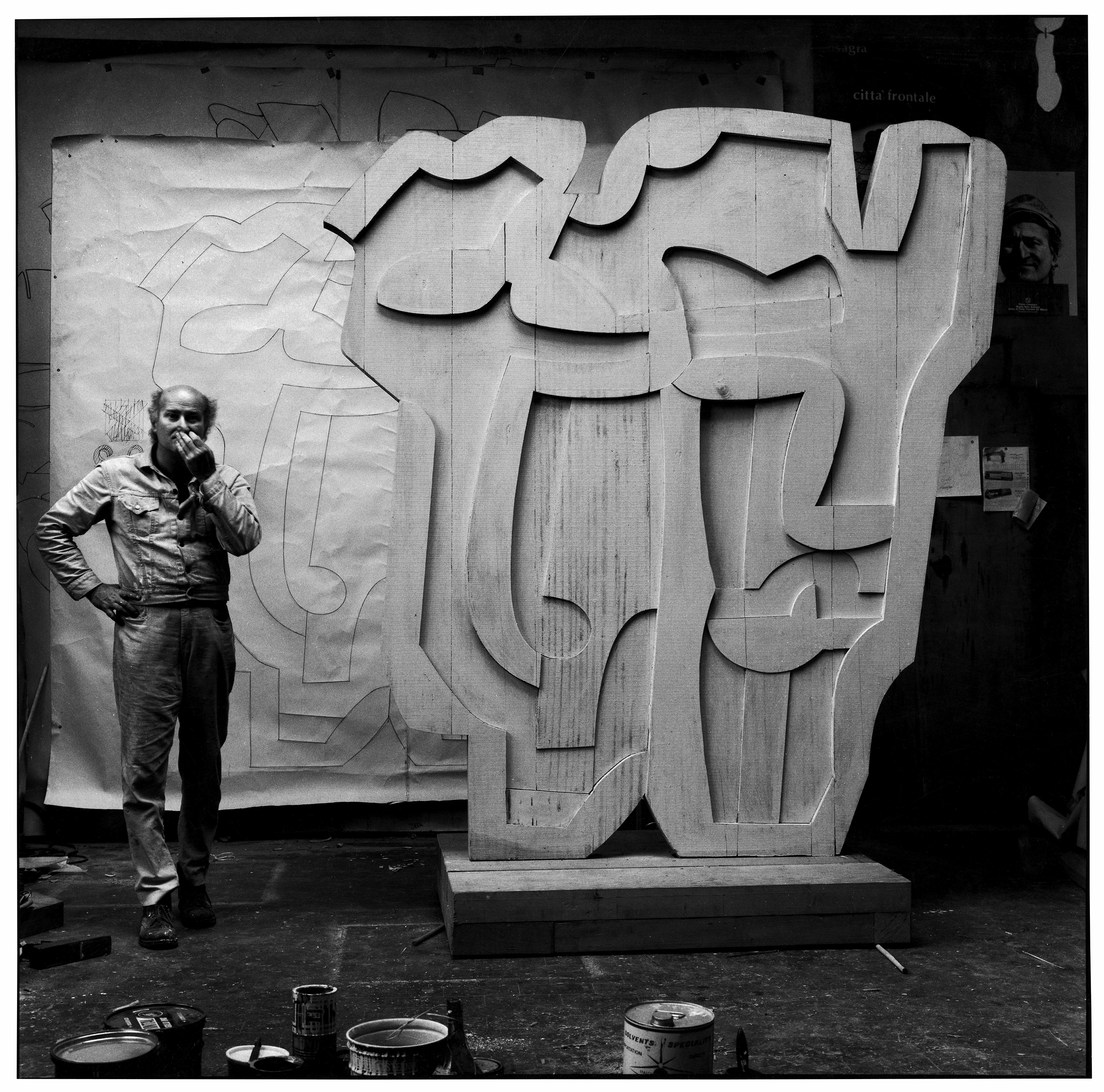 Ugo Mulas, Pietro Consagra in his studio, 1972, Modern print (2026) – Silver gelatin print on baryta paper, selenium toned.