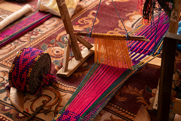 Uzbek hand-weaving mat workshop in Nukus