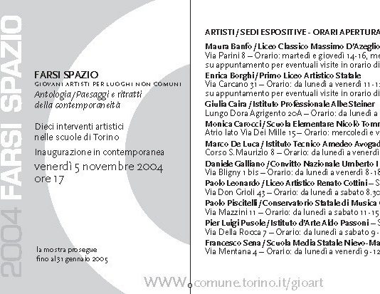 Farsi Spazio 2004 – Antologia/Paesaggi e ritratti della contemporaneità Farsi Spazio 2004 – Antologia/Paesaggi e ritratti della contemporaneità