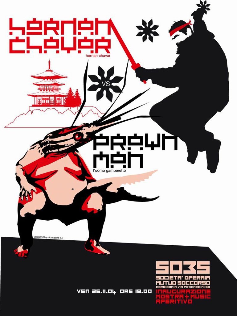 Hernan Chavar vs l’uomo gamberettohttps://www.exibart.com/repository/media/eventi/2004/11/hernan-chavar-vs-l8217uomo-gamberetto.jpg