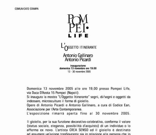 Antonio Picardi / Antonio Gallinaro – L’oggetto Itinerante