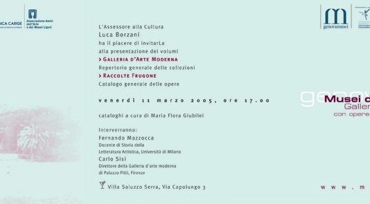 Presentazione dei volumi GAM Repertorio generale e Raccolte Frugone Catalogo generale