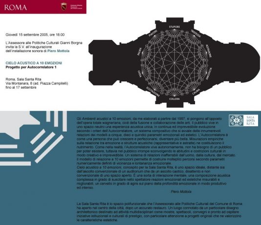 Piero Mottola – Cielo acustico a 10 emozioni. Progetto per Autocorrelatore 1