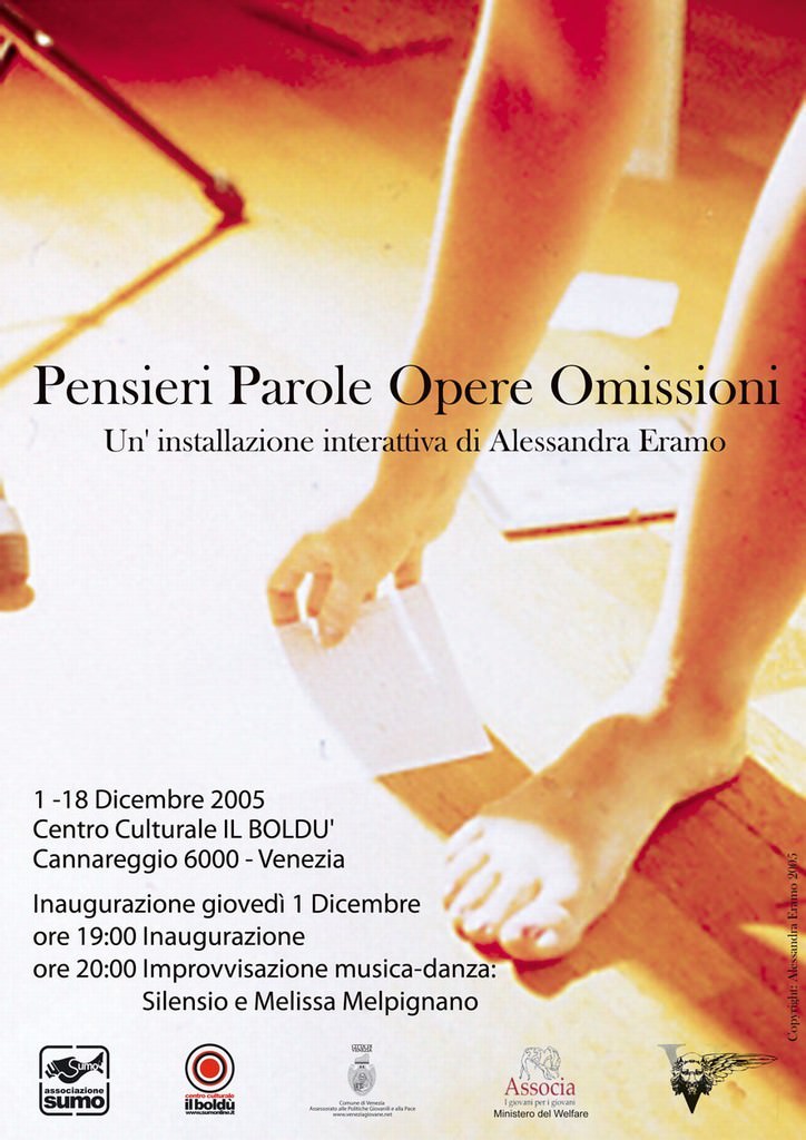 Alessandra Eramo – Pensieri Parole Opere Omissionihttps://www.exibart.com/repository/media/eventi/2005/10/alessandra-eramo-8211-pensieri-parole-opere-omissioni.jpg