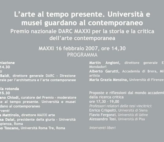 Premio Nazionale DARC-MAXXI per la storia e la critica dell’arte italiana contemporanea 2007
