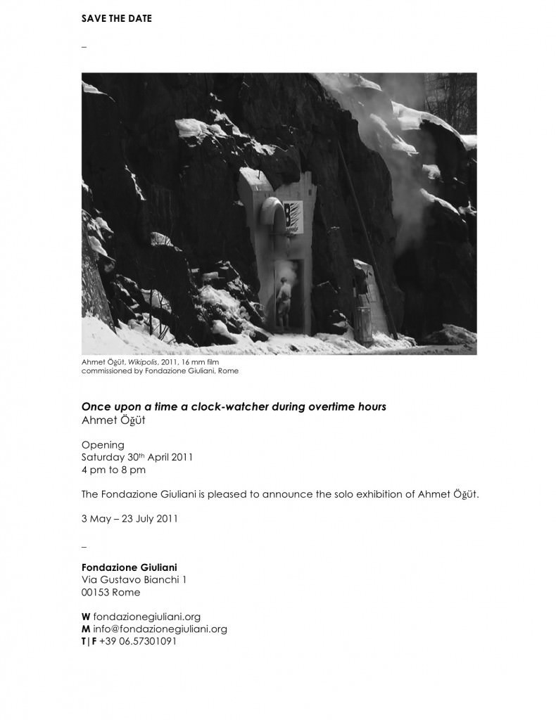 Ahmet Ogut – Once upon a time a clock-watcher during overtime hourshttps://www.exibart.com/repository/media/eventi/2011/04/ahmet-ogut-8211-once-upon-a-time-a-clock-watcher-during-overtime-hours.jpg