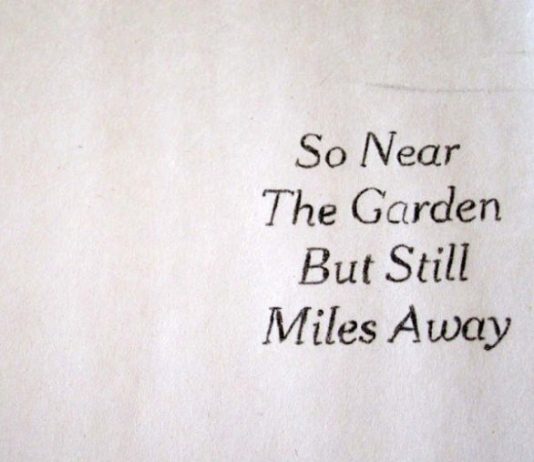 So near the garden but still miles away