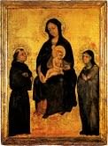 Gentile Chiara. Madonna con Bambino tra i santi Francesco e Chiara di Gentile da Fabriano