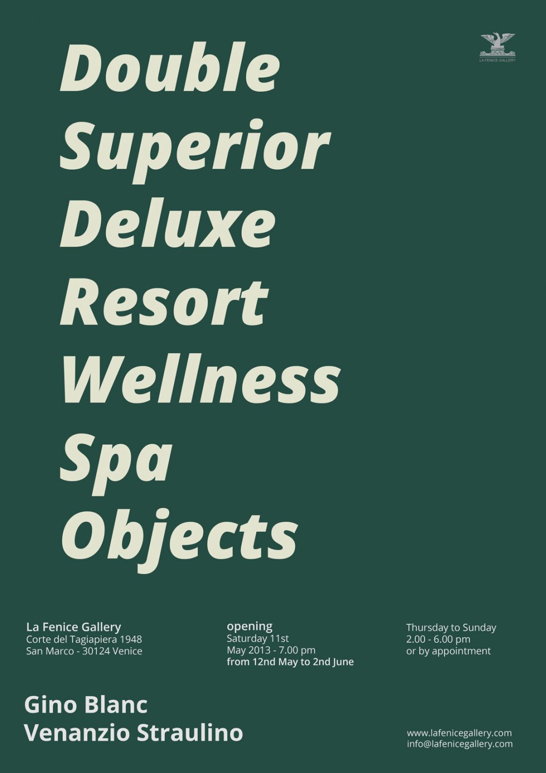 Gino Blanc / Venanzio Straulino – Double, Superior, Deluxe, Resort, Wellness, Spa, Objectshttps://www.exibart.com/repository/media/eventi/2013/05/gino-blanc-venanzio-straulino-8211-double-superior-deluxe-resort-wellness-spa-objects-1068x1510.jpg