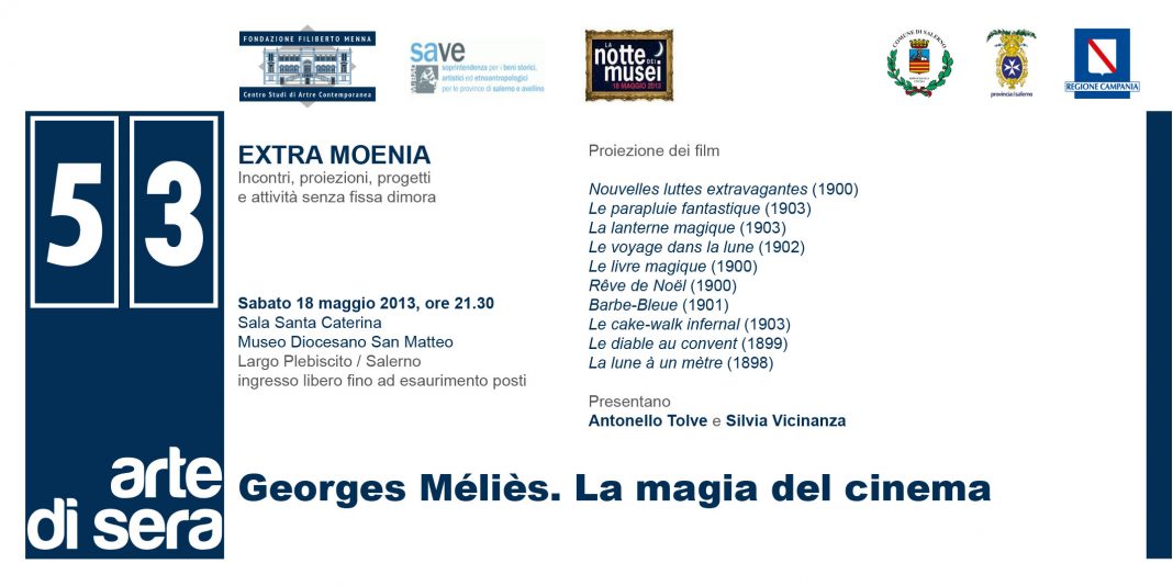 La notte dei musei
Arte di sera / 53
Georges Méliès. La magia del cinemahttps://www.exibart.com/repository/media/eventi/2013/05/la-notte-dei-musei-arte-di-sera-53-georges-méliès.-la-magia-del-cinema-1068x534.jpg