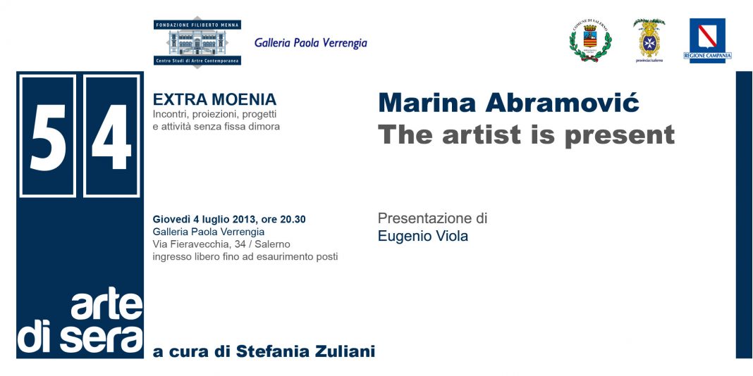 Arte di sera #54  /Extra Moenia: Marina Abramovic –  The artist is presenthttps://www.exibart.com/repository/media/eventi/2013/07/arte-di-sera-54-extra-moenia-marina-abramovic-8211-the-artist-is-present-1068x534.jpg