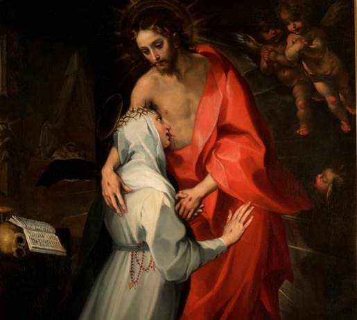Nutrita d’amore.  Francesco Vanni, Santa Caterina da Siena beve il sangue dal costato di Cristo