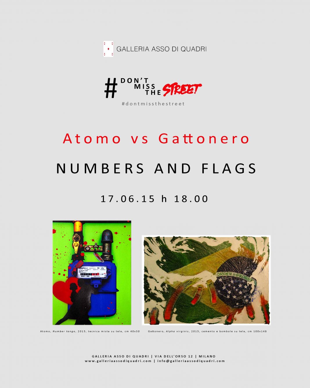 Atomo / Gattonero – #Don’t miss the street Atomo vs Gattonero Numbers and flagshttps://www.exibart.com/repository/media/eventi/2015/06/atomo-gattonero-8211-don8217t-miss-the-street-atomo-vs-gattonero-numbers-and-flags-7-1068x1335.jpg