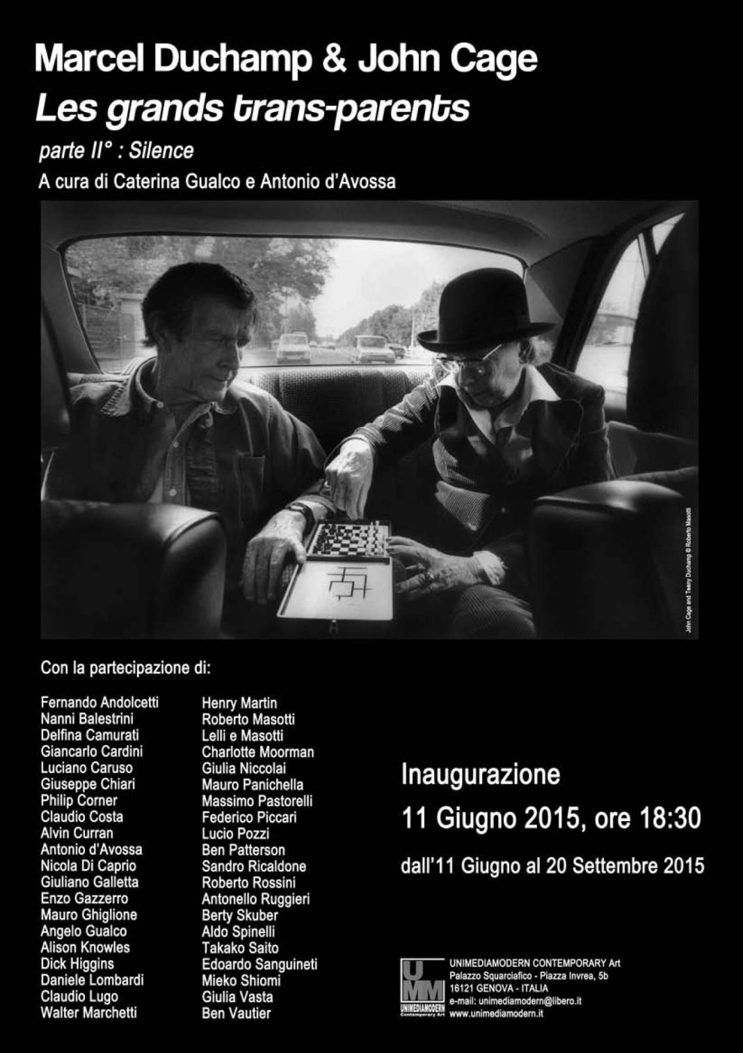 Marcel Duchamp / John Cage – Les grands trans-parents.  Parte II: Silencehttps://www.exibart.com/repository/media/eventi/2015/06/marcel-duchamp-john-cage-8211-les-grands-trans-parents.-parte-ii-silence-2-1068x1512.jpg