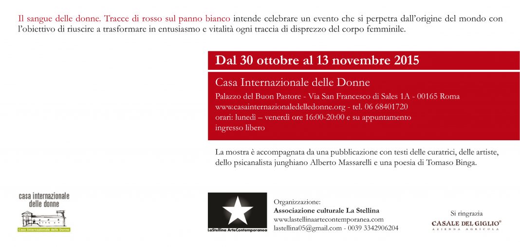 Il sangue delle donne. Tracce di rosso sul panno biancohttps://www.exibart.com/repository/media/eventi/2015/09/il-sangue-delle-donne.-tracce-di-rosso-sul-panno-bianco-1-1068x509.jpg