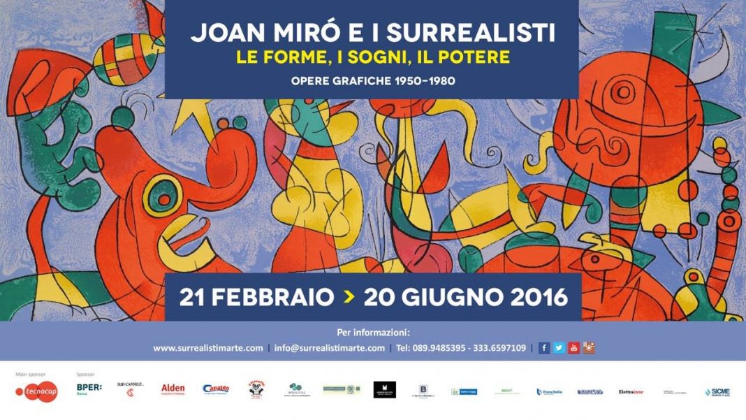 Serata evento Joan Mirò e i Surrealisti –  Le Forme, i Sogni, il Potere.https://www.exibart.com/repository/media/eventi/2016/06/serata-evento-joan-mirò-e-i-surrealisti-8211-le-forme-i-sogni-il-potere-1068x601.jpg
