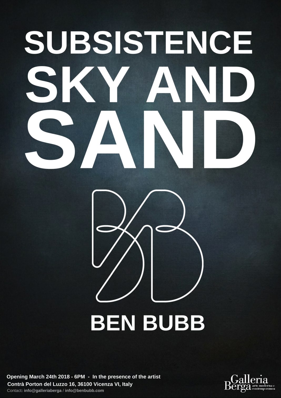 Benjamin Bubb – Subsistence, sky and sandhttps://www.exibart.com/repository/media/eventi/2018/03/benjamin-bubb-8211-subsistence-sky-and-sand-1068x1511.jpg