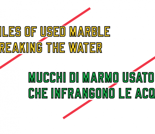 Lawrence Weiner – Piles of used marble breaking the water