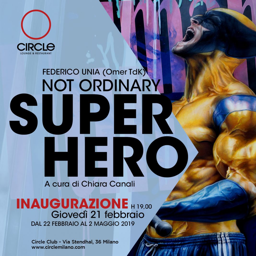 Federico Unia (Omer TdK) – Not Ordinary Superherohttps://www.exibart.com/repository/media/eventi/2019/02/federico-unia-omer-tdk-8211-not-ordinary-superhero-1068x1068.jpg