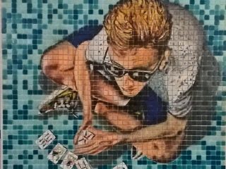 Solitario (solitaire game) 2017 Mixed technique on mosaic tile 100x100 cm 