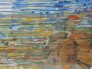 Corsa
olio su tela, 160x50 cm