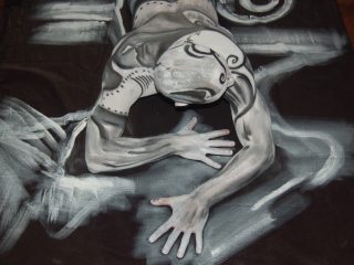 "nut on the Black sheet" bodypainting