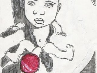 Federico Solmi - Disegno originale dall'animazione "The Giant", 2005, tecnica mista su carta, 21,5 x 28 cm