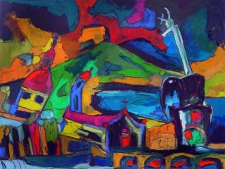 Il  Dragone   su catania:
olio    su tela    50 x 70