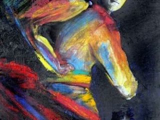 ANGELO  VENDICATORE: foto/pittura
olio    su  tela   tecnica mista 
        71   x 102
