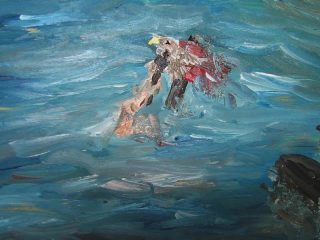 Affondamento (da finale Moby Dick, Melville) - olio su tela 30x20 2007