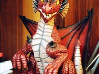 RED DRAGON - scultura in argilla rossa di Montelupo (Toscana), dipinto con acrilici da S. Marchesini (09/2004).