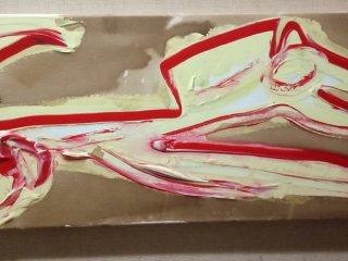 Cavallo a Dondolo Festoso Che Corre Qua e Là © 2023 - mixed media su tela - 20 x 50 cm - Q2