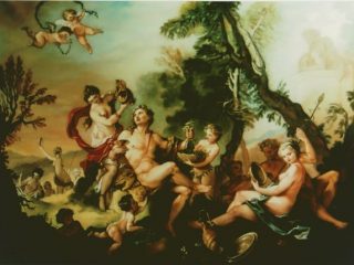 "baccanale", olio su tela, 160x210 cm