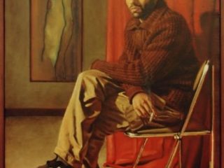 F. Galano nel suo studio, olio su tela, 90x140