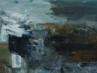 Serie Terracqueo - Paesaggio con nuvole gonfie di pioggia, olio su tela cm.40x60 - 2007