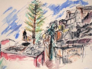 Gaeta in discesa, 8-'08 tempera su carta, cm 30 x 40 