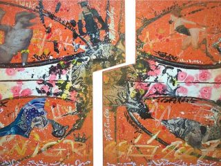 “Cafè Réal”
Acrylic - ink - ecoline - applications shooting board on paper, welded on wood
70x100
2007
