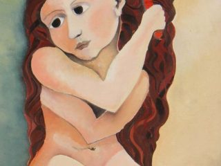 "donna con pettine rosso"
olio su tela