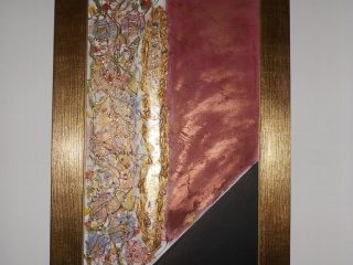 "Il Nuovo passato"
acrilico gessi, foglia oro resine su tela
mis.86x56