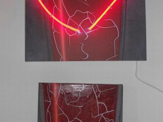 "Rosso"
stampa foto su tela acrilico, resine polveri neon
mis.