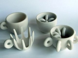 Vista di alcune tazzine realizzate in Prototipazione Rapida - 3D Printing