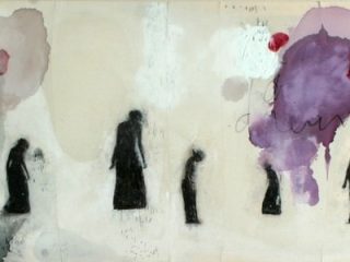 RM1, 2011, tecnica mista su tele cucite insieme, cm 130x65