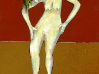 DONNA CHE GUARDA LE SUE SCARPE FIRMATE
acrilico su masonite 29x39
2008