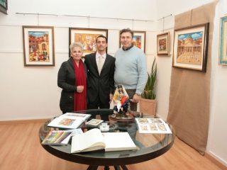 andrea barone con il pittore ulisse e la scultrice blundo Donatella