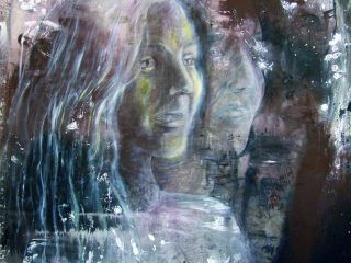 Annunciazione (autoritratto) tecnica mista su tela 155x155cm
